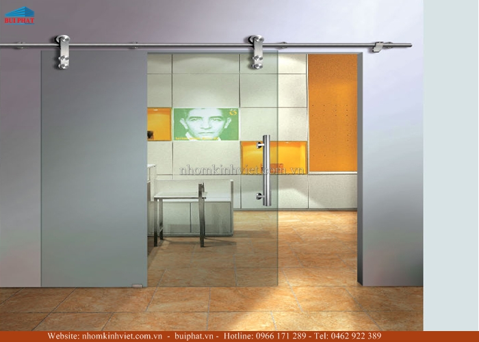 Cửa kính lùa ray inox tròn Cửa kính lùa ray inox tròn